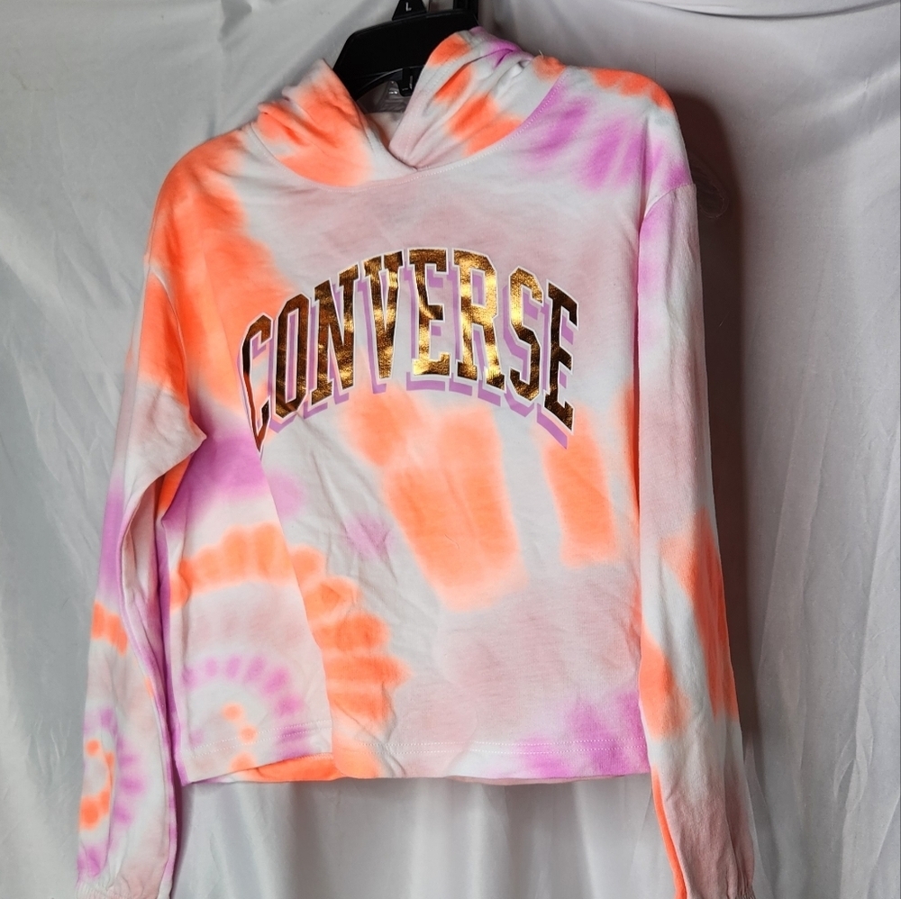 Converse M Girl's All Over Print Tie-Dye Boxy Hoodie (Big Kids) Size M